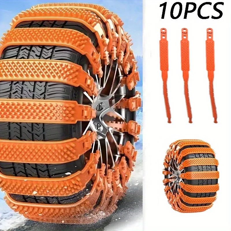 10pcs Automotive Tire Anti-Skid Snow Chains For Sedans Off-Road Vehicles SUV Vans Universal Winter Safety Equipment