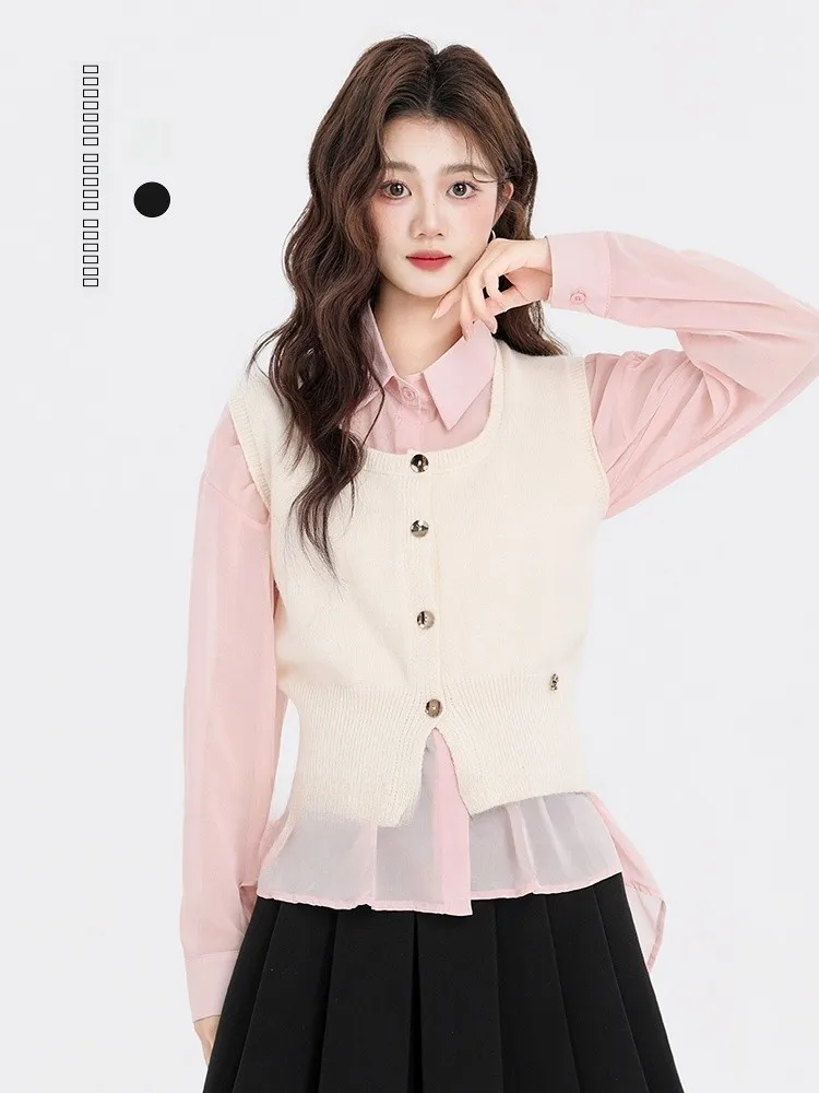 달콤한 프레피 스타일 니트 가디건 여성용 부드럽고 아늑한 봄 가을 신상 디자인 감성적인 스웨터 아우터웨어 탑
