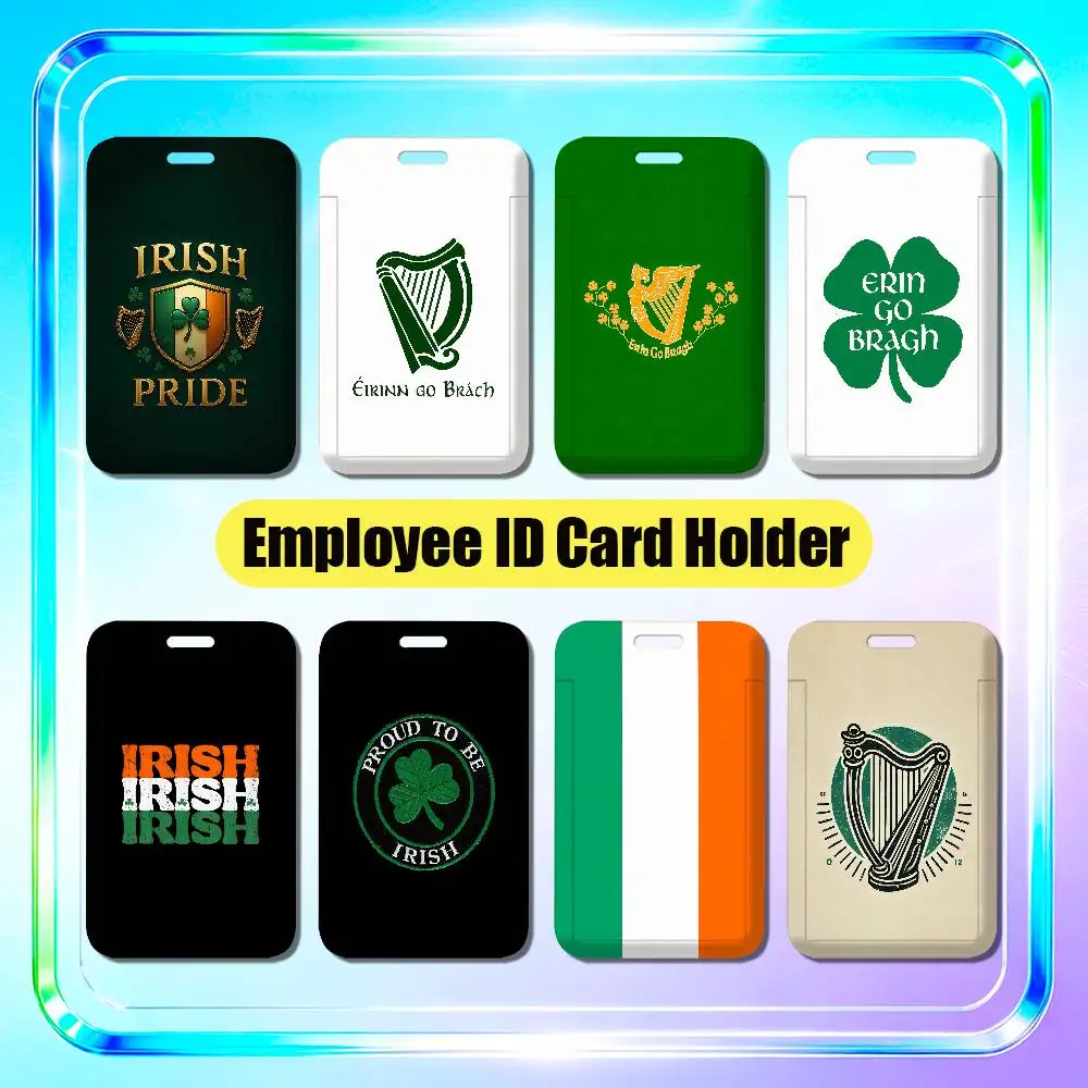 For Irish Harp Erin Go Bragh Ireland Flag Employee ID Card Holder Office Badge Work Student Bank Credit Hard Holders Case Shell