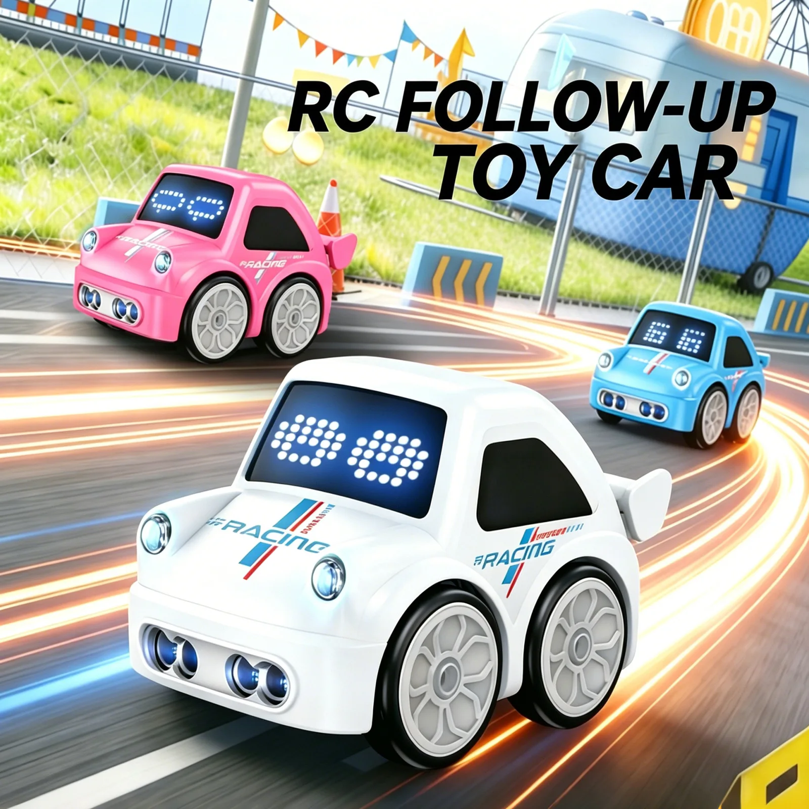 

Racing Rc Gesture Sensing Follow Up Car Mini Remote Control Obstacle Avoidance Racing Car With Led Lights Music For Desktop Play