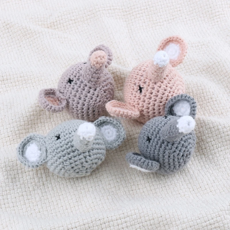 Baby Pacifier Clip DIY Accessories Crochet Elephant Knitted Bead Infant Teething Toy Rattle Teether Newborn Shower Gift