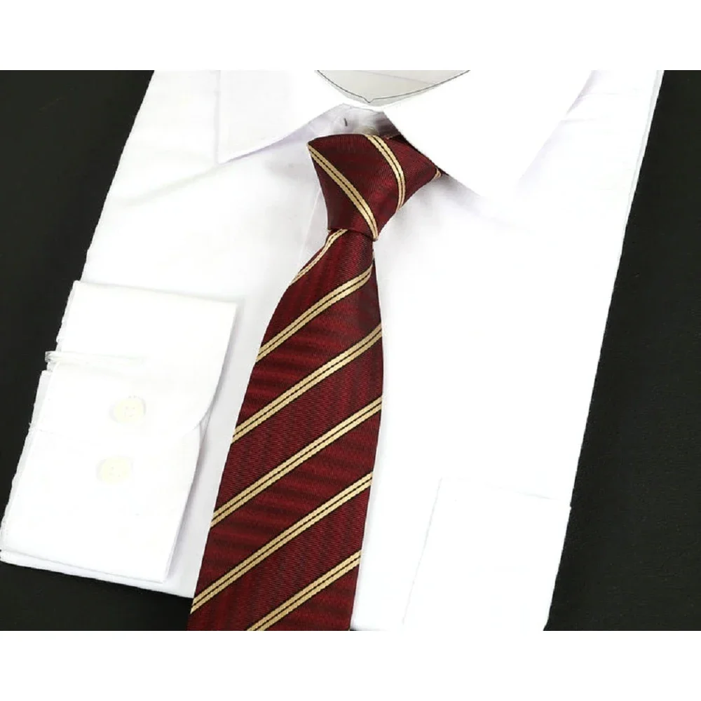 Men's 100 Silk Tie Cravat Neckerchief Wedding Business Casual Necktie Striped Red High density Waterproof