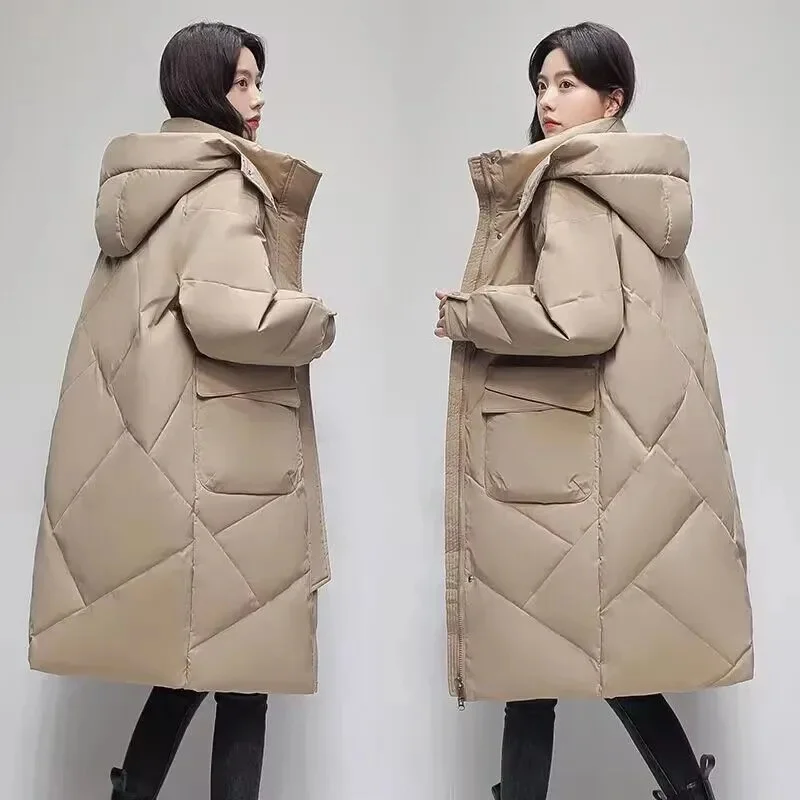 2023 neue Winter Frauen Parka Kapuzen jacken verdicken warme Baumwolle gepolsterte Puffer Mäntel lässig lange Parkas Kleidung lose Oberbekleidung