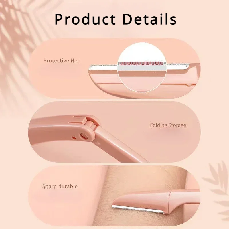 Multipurpose Folding Sobrancelha Faca Cortador, Exfoliating Dermaplaning Ferramenta, Navalha Facial, Ferramentas De Beleza, 3Pcs por Conjunto