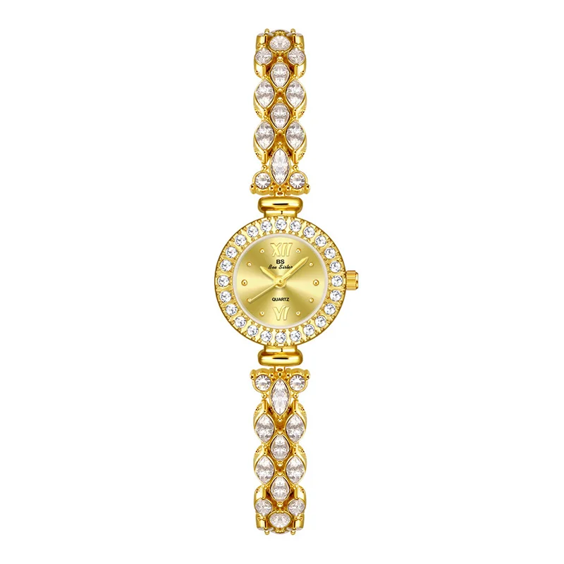 High End Temperament Starry Sky Diamond Luxury Exquisite Bracelet Ladies' Quartz Wristwatch Gold White Round Dial Women Watch