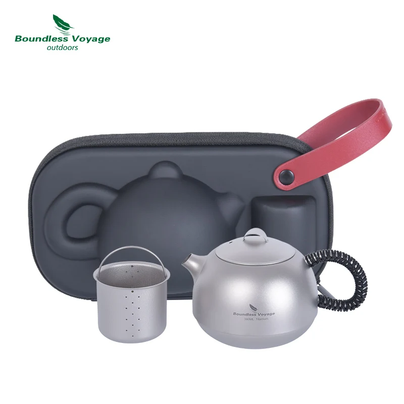 

Титановый чайник Boundless Voyage с фильтром, противоожоговая ручка, посуда для кемпинга, кофеварка для чая, здоровый и без покрытия
