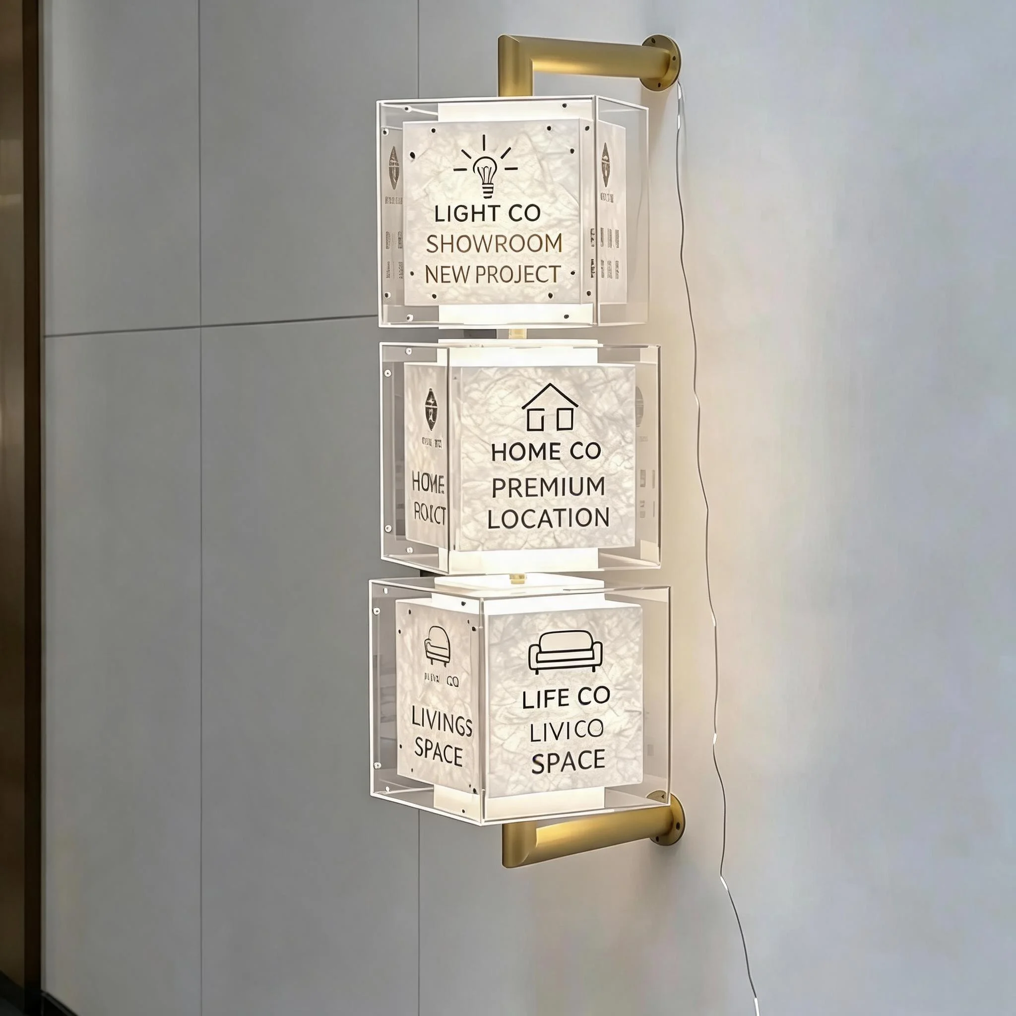 Custom Rotating Acrylic Light Box  Wall Mounted Rotatable Advertising Sign for Business Shop Business Illuminated Sign