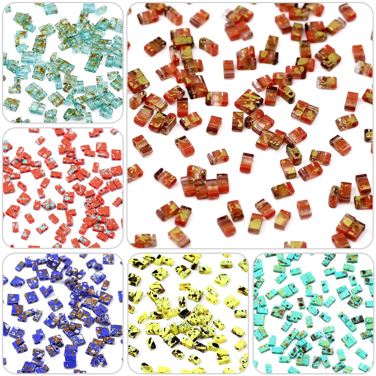 5×2mm Runde Ecke Muster Doppel Loch Platz Ziegel Glas Spacer Lose Perlen Für Schmuck Machen Armband DIY schlüsselbund Zubehör