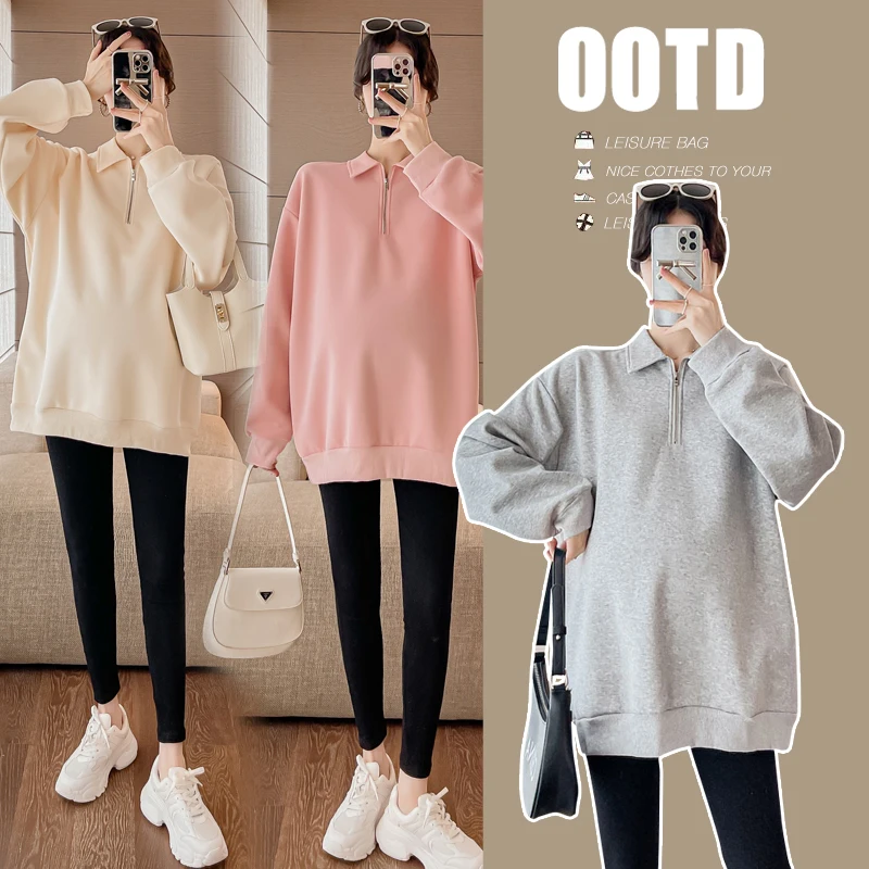 230# Autumn Fashion Cotton Maternity Hoodies Legging Sets Casual Loose Clothes For Pregnant Women Pregnancy Tops