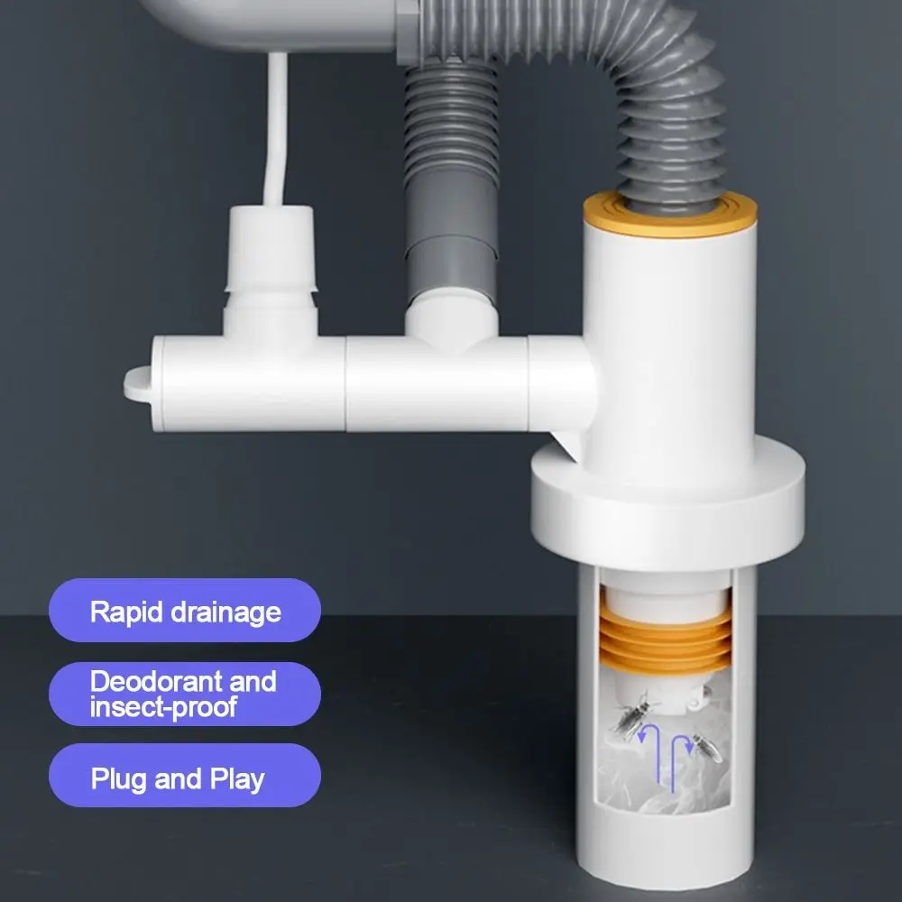 

Anti odor Sink Drain Pipe Adapter Sealing Ring Multifunctional Kitchen Basin Sewer Branch Dual-Interface