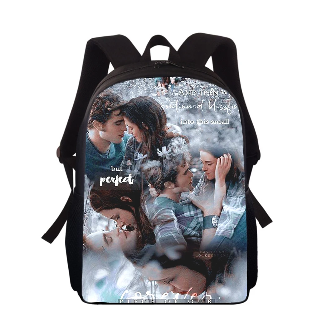 Mochila 3D Print para crianças, sacos de livros escolares para meninos e meninas, The twilight Saga, vampiro, sacos escolares primários, estudantes, 16"