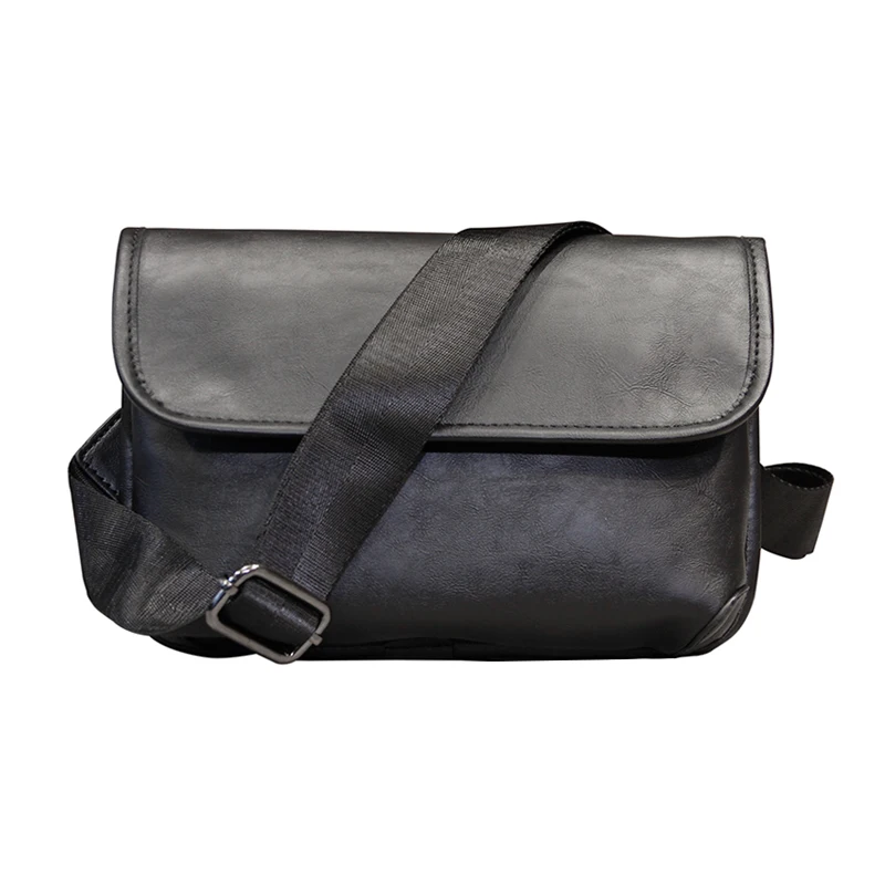 Bolso de pecho de cuero PU de alta calidad para hombre, pequeño de moda informal bolso de hombro, bolso de mensajero pequeño de tendencia de