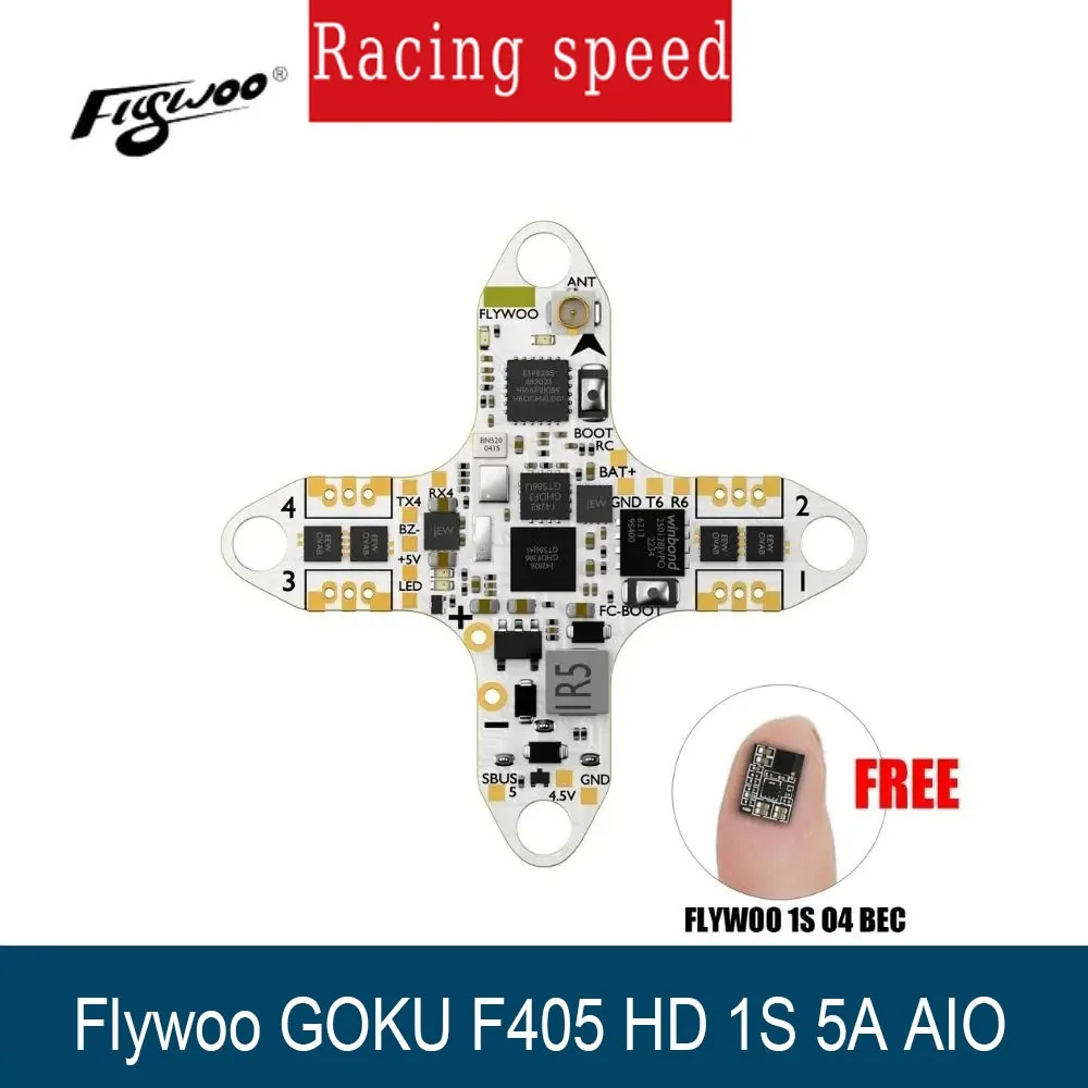 

Flywoo GOKU F405 HD 1S 5A AIO FC 2,6 г для дрона Micro HD FPV