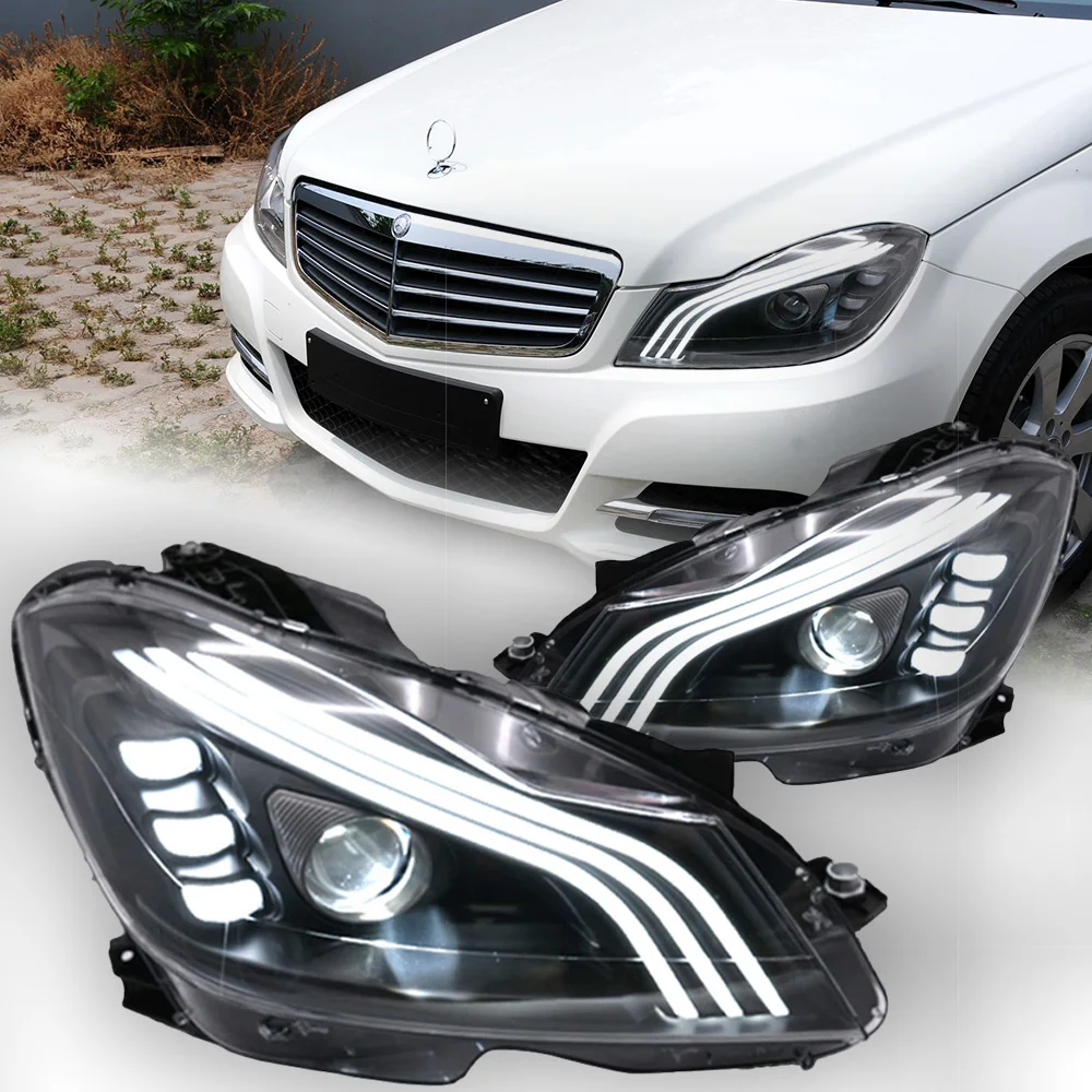 Car Lights for Benz W204 LED Headlight Projector Lens C-Class C180 C200 Dynamic Signal Head Lamp Drl Automotive Accessory