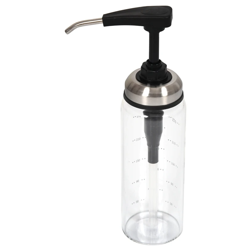 Sauce Pump Dispenser With Glass Bottle Leakproof Kitchen Condiment Dispenser For Honey Ketchup Mustard Mayo