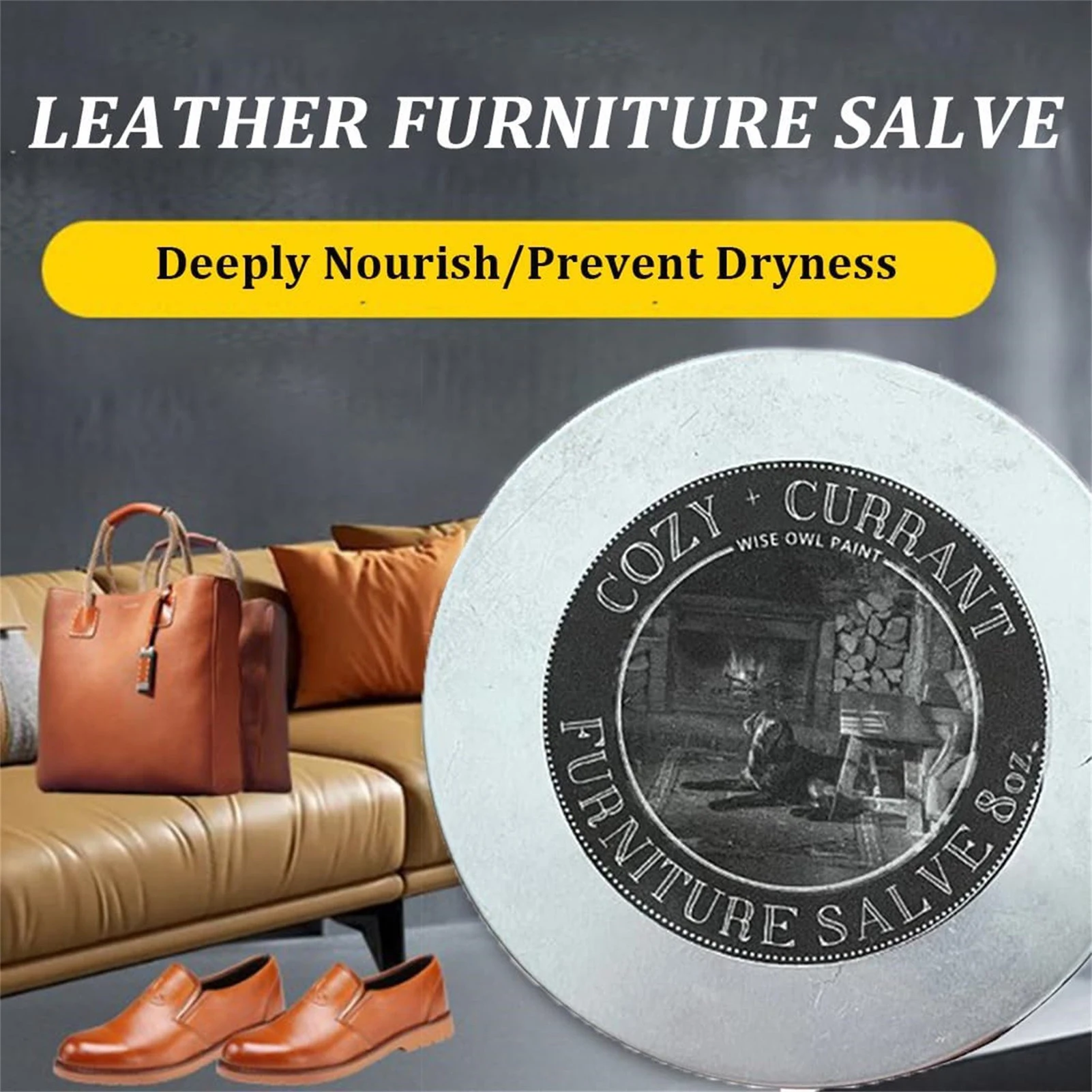 Owl Furniture Salve and Brush Leather Restorer Leather Recoloring Balm for Friends Family Car Care Accessory