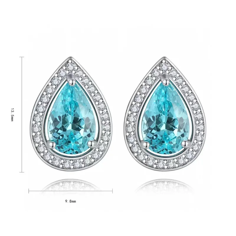 

Ruihe New Fashion 925 Silver 3.64ct Lab Grown Paraiba Sapphire Gemstones Jewelry for Women Party Gifts Custom Stud Earrings