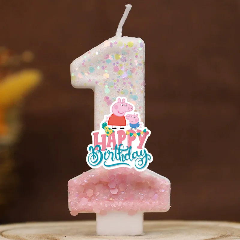 Family Pig Happy Birthday Cake Topper Decorated Digital Candle Children's Delicate 0-9 Number Candle Party Decor Gift Boy Girl view 2