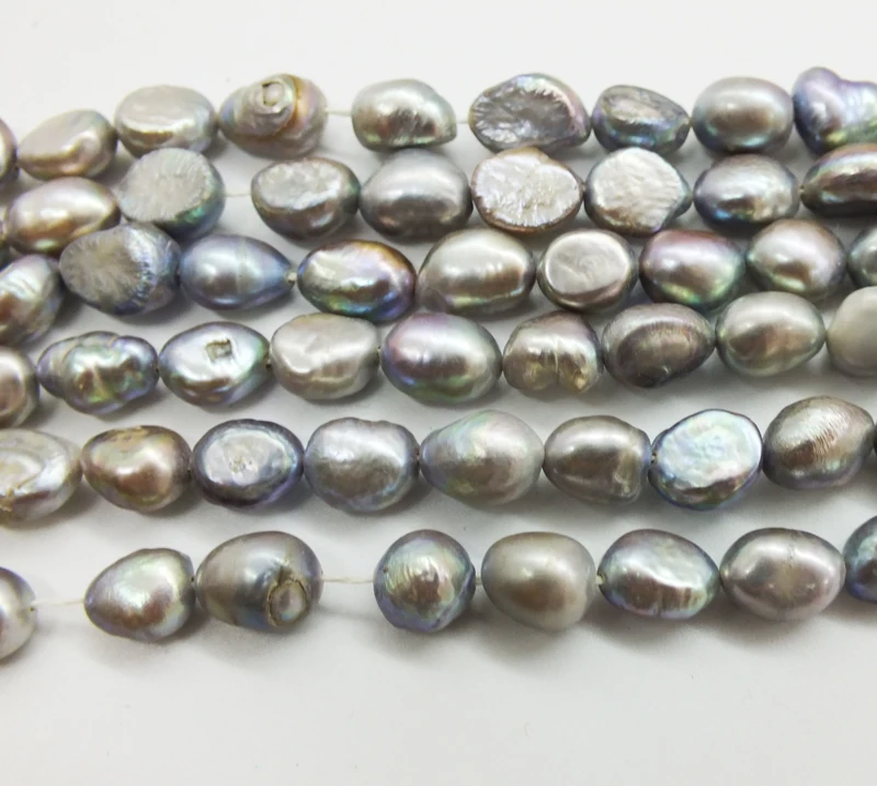 12pcs/LOT DIY Loose Beads Women Luxury Jewelry gray Baroque Cultured Freshwater Pearl Beads 7-8mm Natural Pearl Beads 15