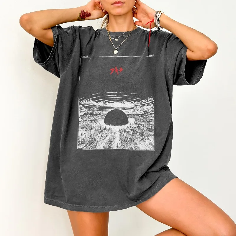 Akira Neo Tokyo Explosion T-Shirt – Cult Cyberpunk Anime Cinema Summer unisex Loose and Breathable cotton T-shirt Top