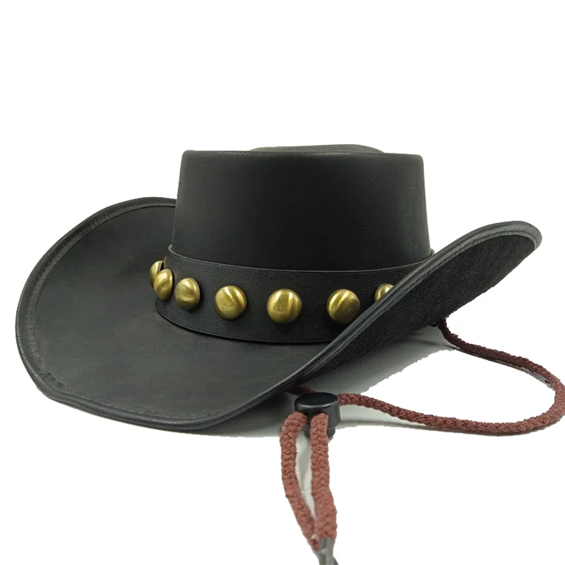 

Classic 100% Leather Western Cowboy Hat For Men Gentleman Dad Godfather Caps Panama Cowgirl Jazz Hats Sombrero Hombre