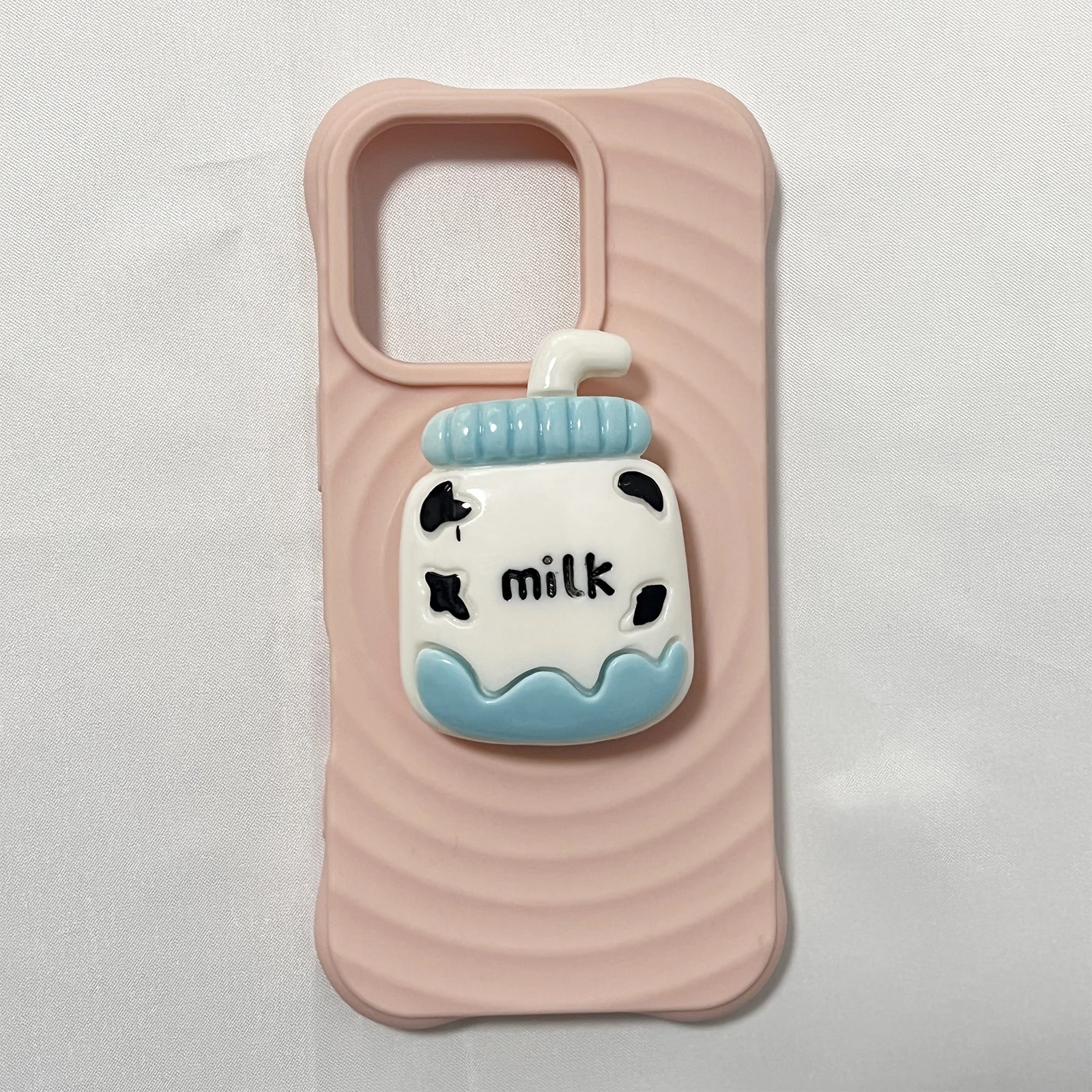 Carino 3D Blu Bianco Bottiglia di Latte Supporto Del Telefono Griptok Supporto Per iPhone 17 16 PM Samsung Grip Tok Presa Staffa Ragazza Regalo