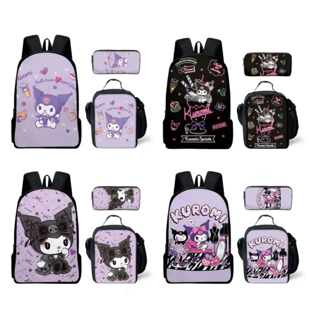 3D 3PC-Set New Product Sanrio Kuromi Backpack Sanrio Backpack Pencil Bag Student School Bag Primary and Middle School Students