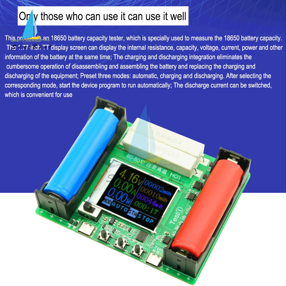 DC5V Type-C LCD Battery Capacity Tester MAh MWh for 18650 Lithium Battery Digital Measurement Module Battery Power Bank Detector