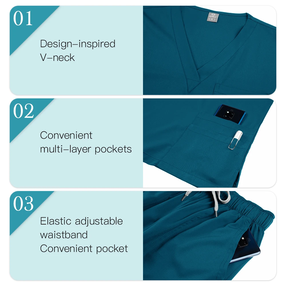 Uniforme de blouses médicales de haute qualité, accessoires d'infirmière, vêtements de travail pour clinique d'animaux de compagnie, uniformes d'anesthésiste multicolores pour femmes