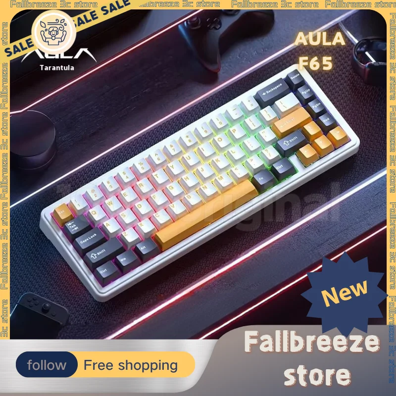 AULA F65 Keyboard Tri Mode Wireless Mechanical Keyboard Hot Swap Gasket Long Battery Life Custom RGB Keyboards PC Accessories