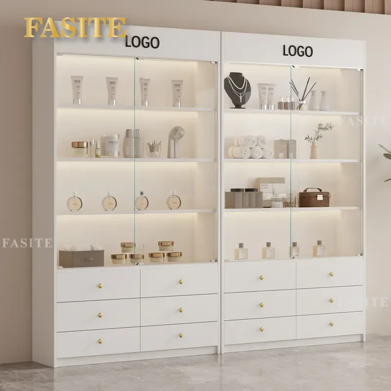 For Beauty Cream Wind Light Luxury Display Cabinet Cosmetics Nail Art Skin Care Products Shelf Modern Storage Organizer