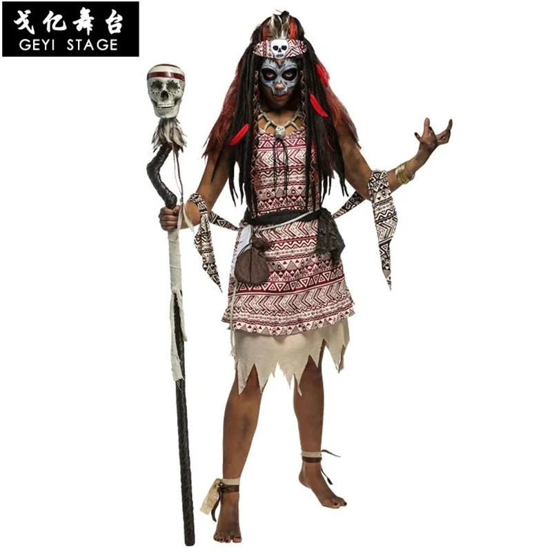 Witch Cosplay Costumes Primitive Indian Tribal leader Clothing Carnival Easter Halloween Costumes for Men Women Adult Fancy