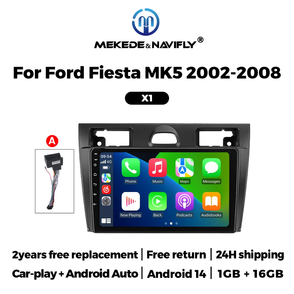 Voor Ford Fiesta Mk VI 5 Mk5 2002-2008 Draadloze Carplay Android 14 Auto Multimedia Video Player 2 DIN Radio autoradio GPS Stereo