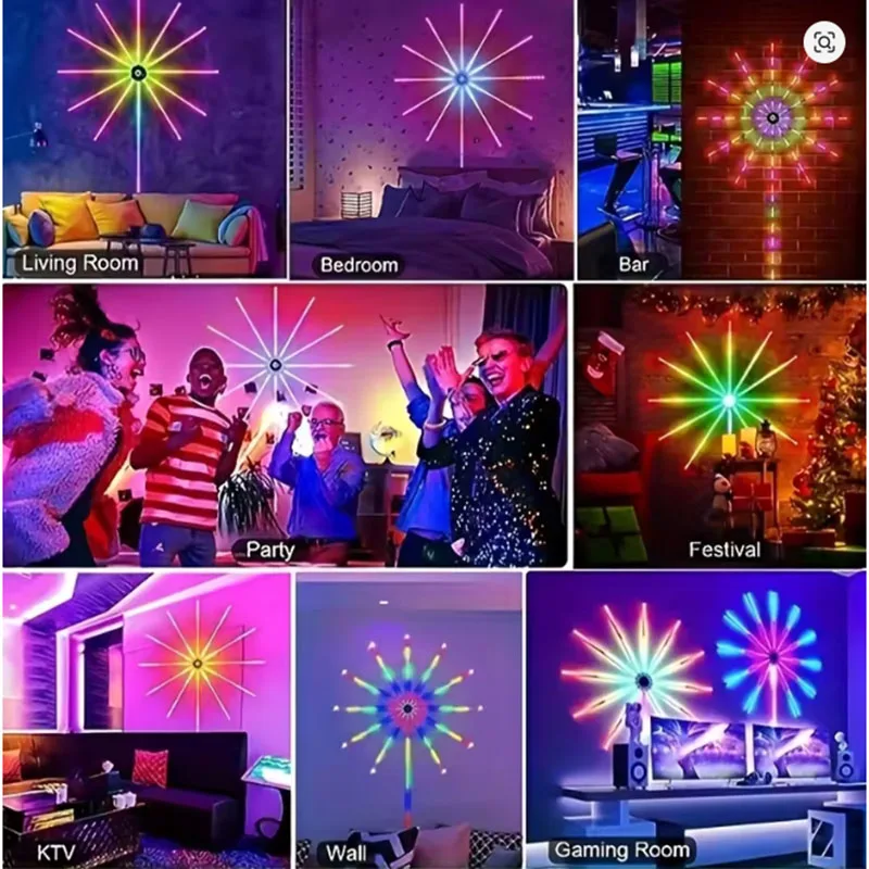 New Firework Lights String Bluetooth APP Control Sync Music USB 5V Dream Color Light Garland Wedding Party Christmas Decor