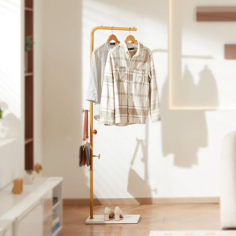 

Sturdy Freestanding Coat Rack - Quartz Stone Base with 3 Round Hooks for Home