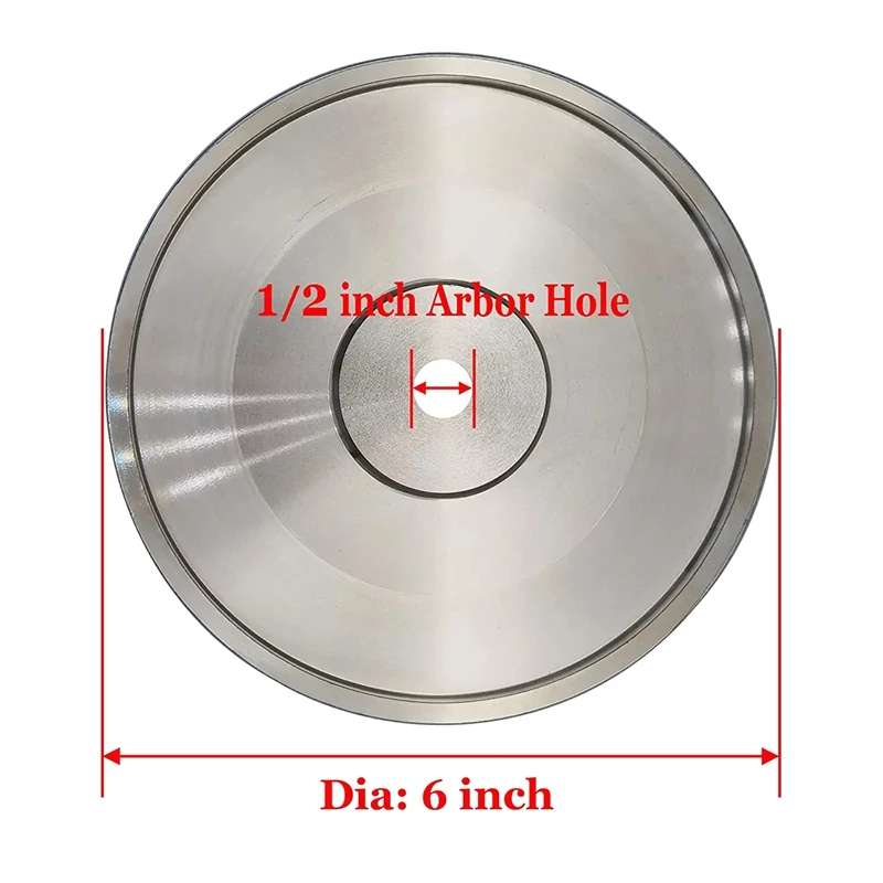 CBN Grinding Wheel, 6Inch Dia X 1Inch Wide, With 1/2Inch Arbor, Diamond Grinding Wheel For Sharpening HSS