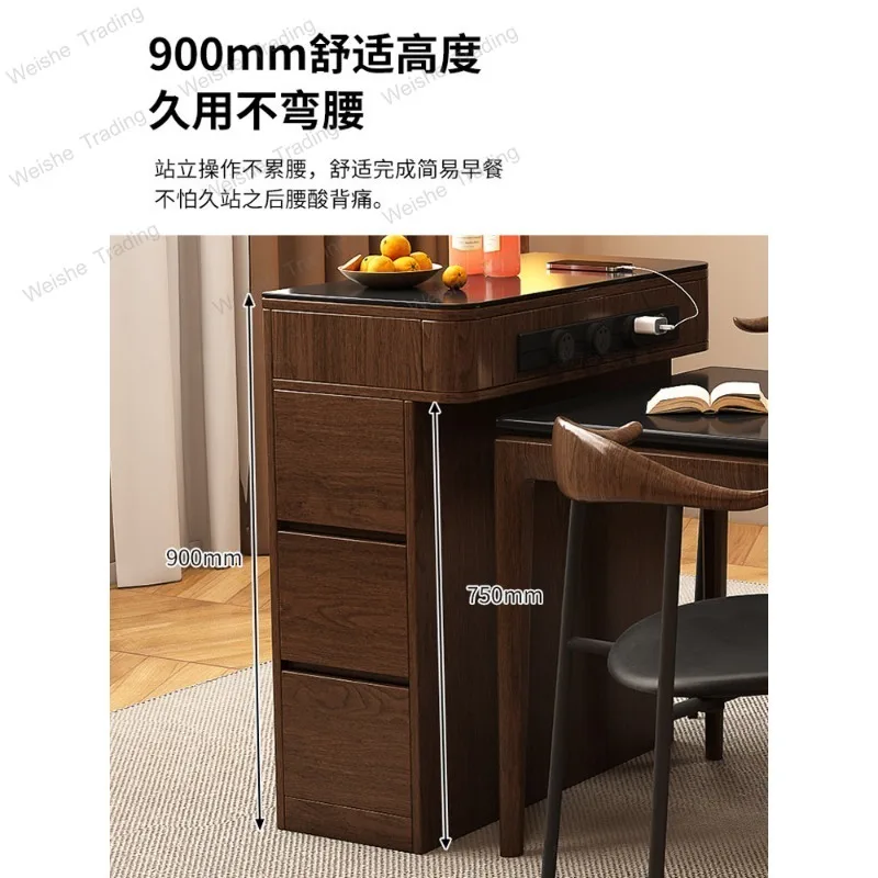 Island cabinet can be moved separately, tea cabinet, small household rock slab, narrow island table, island customization
