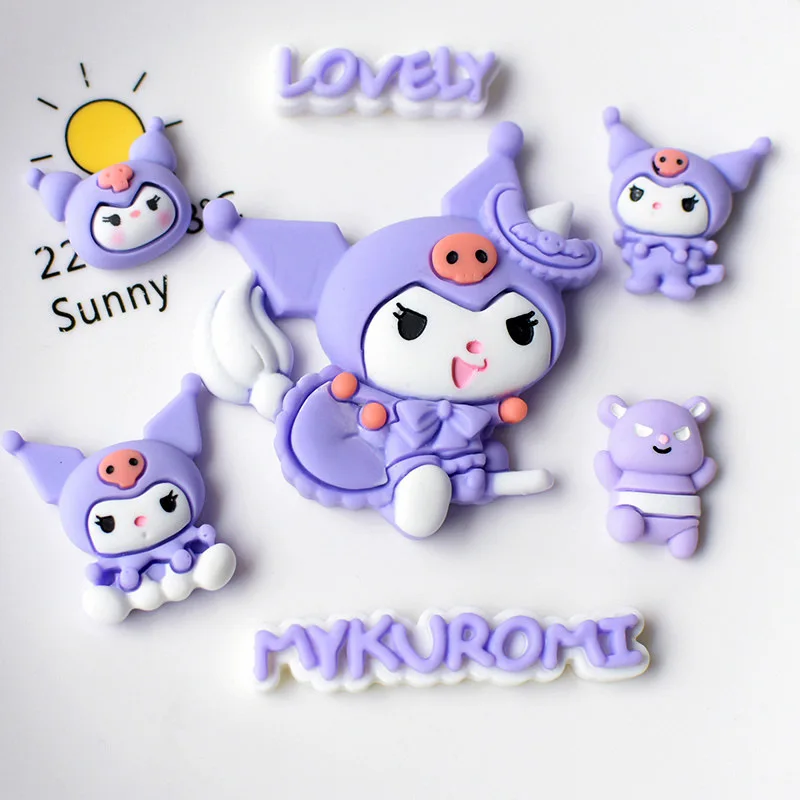 2/5pcs cute sanrio kuromi cartoon resin flatback diy kawaii resin accessories crafts materials scrapbooking embellishment