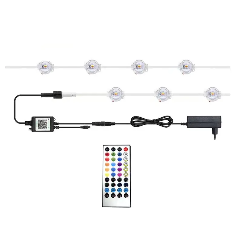 DT39 Permanent Outdoor Eaves LED Lights, APP Control RGB String Lights Waterproof IP67 for Christmas Decorations 15M