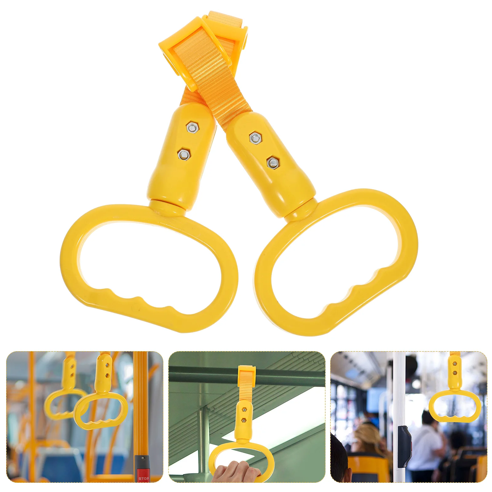 2 Pcs Handle for Subway Handles Car Ring Wristband Rings Yellow Elderly