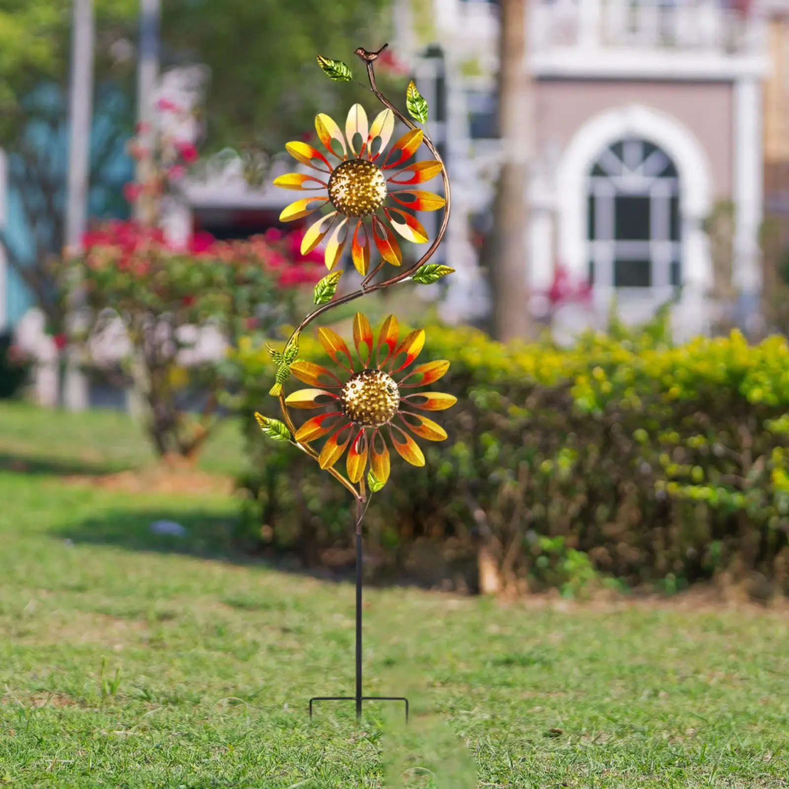 

Открытый Подсолнух Спиннер Металлические Двор Художественные Вертушки для Сада Открытый