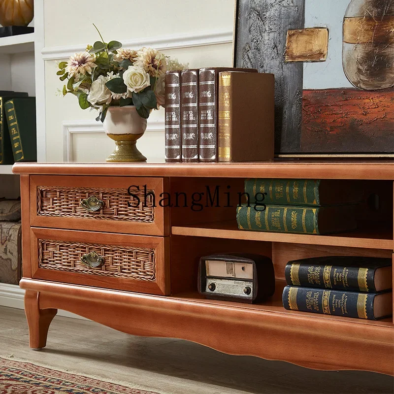 FGgood-looking  cabinet living room rattan floor cabinet TV township coffee table combination locker