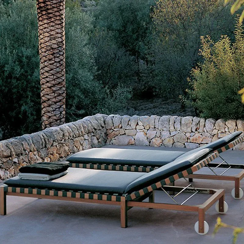 Outdoor Recreation Rattan Bed Hotel Outdoor Swimming Pool Beach Chairs Villa Loungers