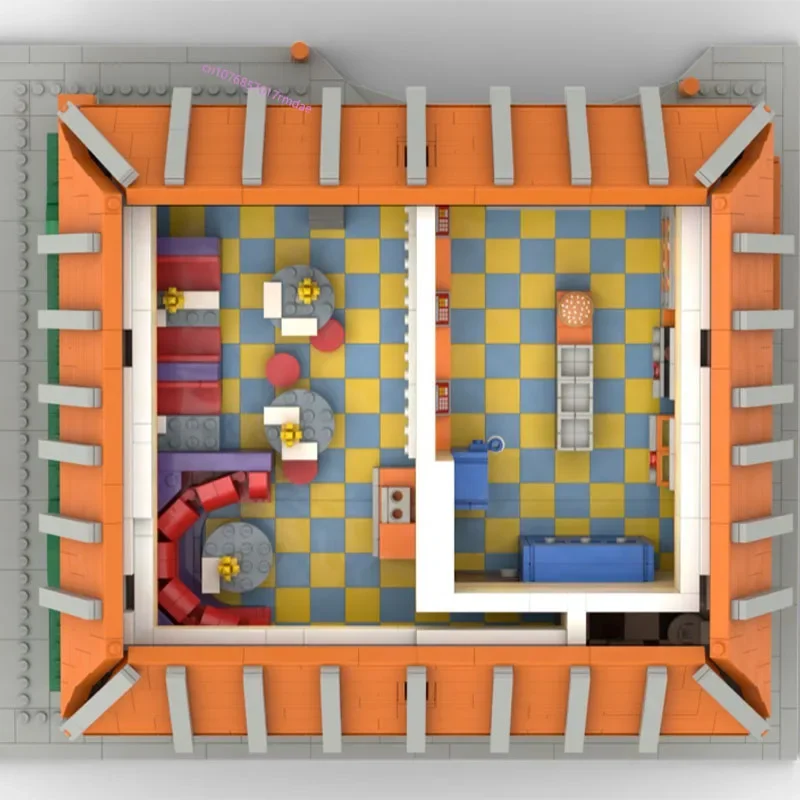 NEW custom 3071PCS Simpsing Movie MOC Krusty Hamburg restaurant model DIY creative ideas Child Toy Assembly Puzzle birthday Gift
