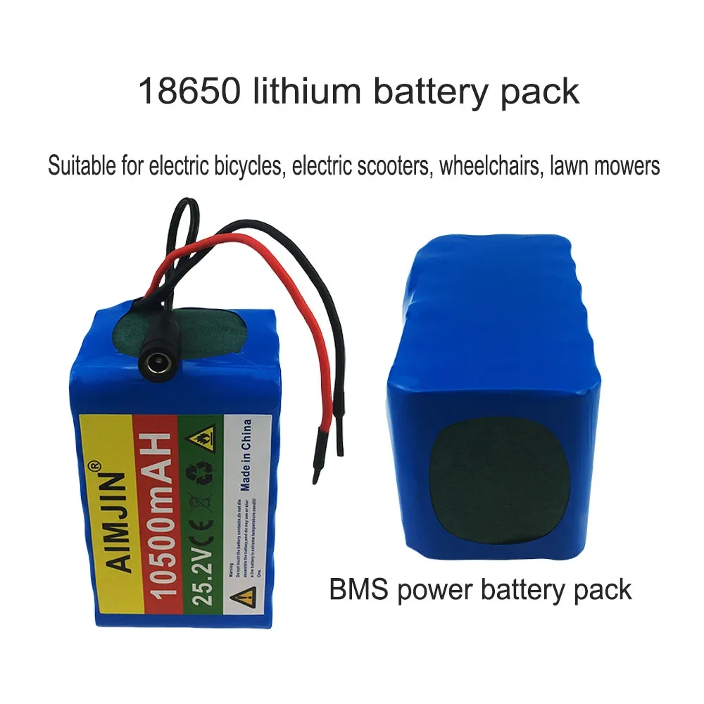 25.2V 10500mAh  large capacity 18650 lithium battery 6S3P BMS power battery pack With charger