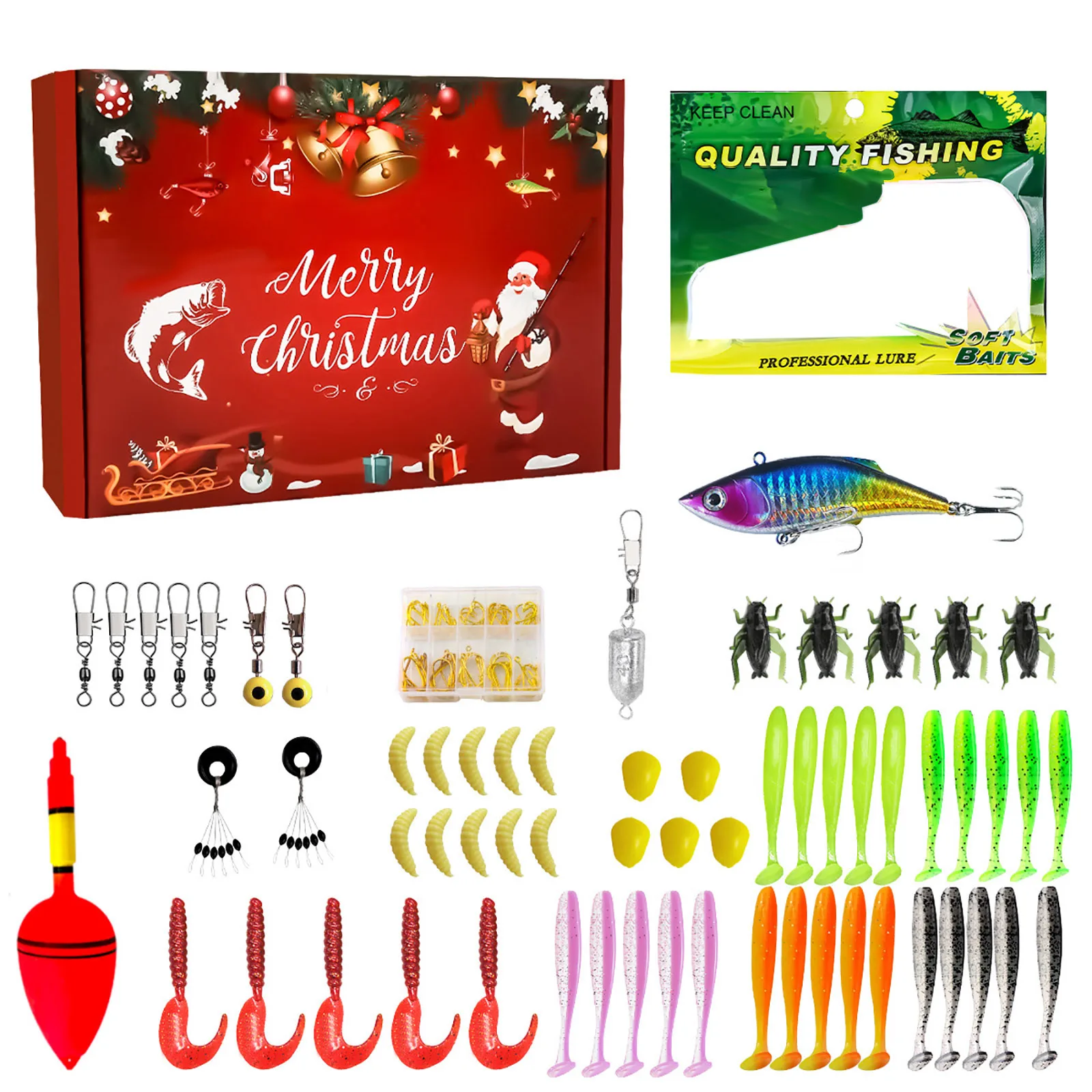 Temporizador de ventilador de baño Calendario de Adviento de pesca 2025 Hombres adultos Adolescentes Niños Cuenta regresiva de Navidad Calendario de Navidad Cuenta regresiva de chocolate