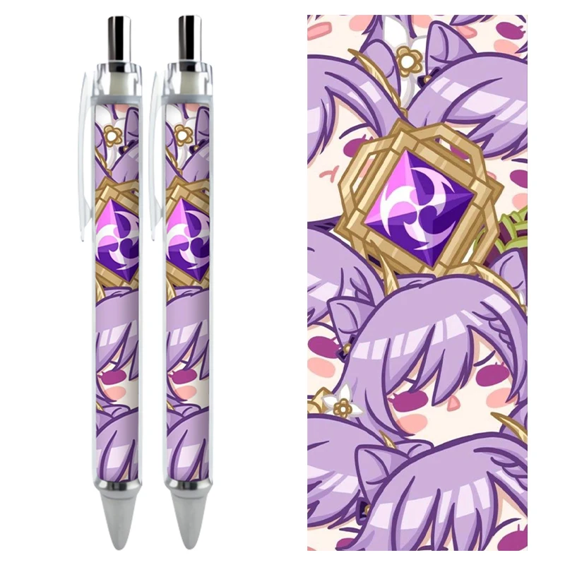 2/4PCS Genshin Impact Gel Pens Keqing Kawaii Q Version HD Pattern Anime Stationery Customizable Caneta Premium School Supplies