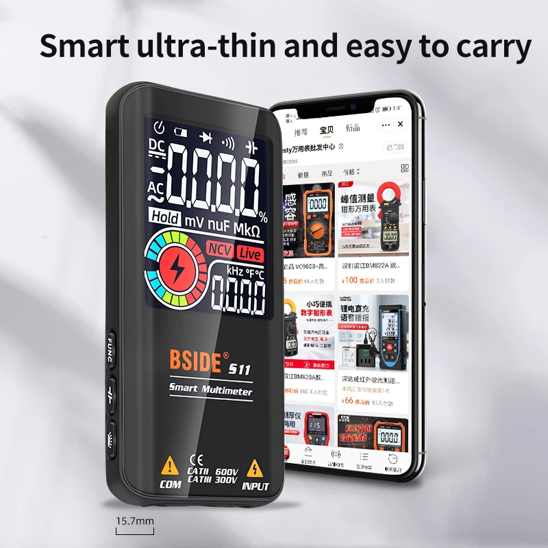 BSIDE Digitale Multimeter S10 Profesional multimetro Smart DC AC Spanning Condensator Ohm Diode NCV Hz Tester Detector meter