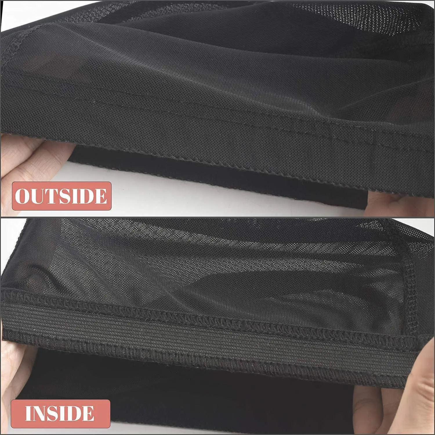 مجموعة أدوات صنع الشعر المستعار DIY ملحقات الشعر المستعار، 5 قطع شريط مرن قابل للتعديل، 3 قطع غطاء شعر مستعار شبكي على شكل قبة، مشط ومقص شعر بخيط أسود #6