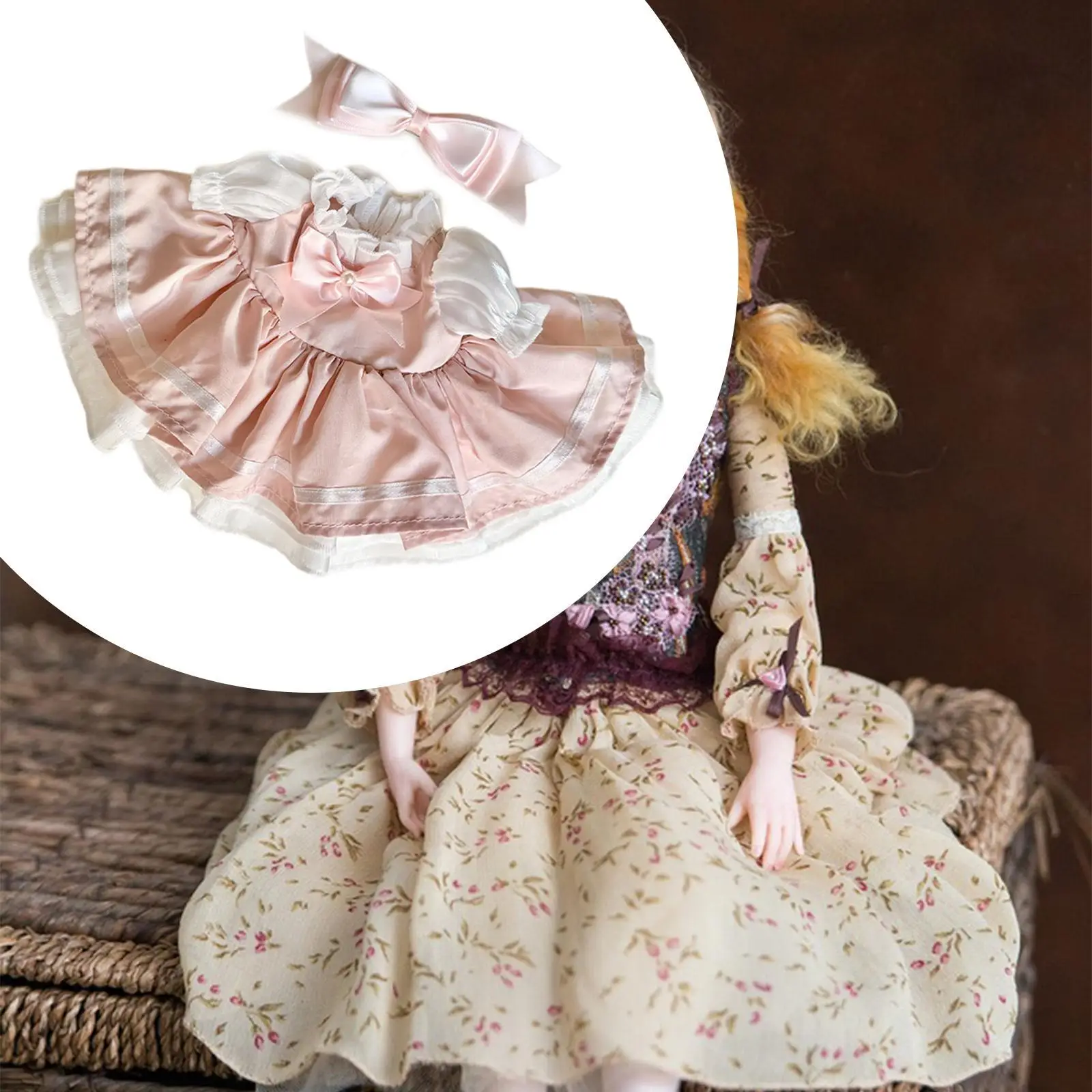 2x poppen prinsessenjurk foto rekwisiet met haaraccessoires voor 38 cm pluche pop